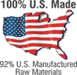 100% U.S. Made — 92% U.S. manufactured raw materials